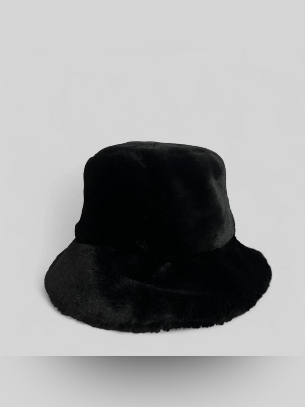 Y2K Black Faux Fur Bucket Hat - soft fuzzy bucket hat